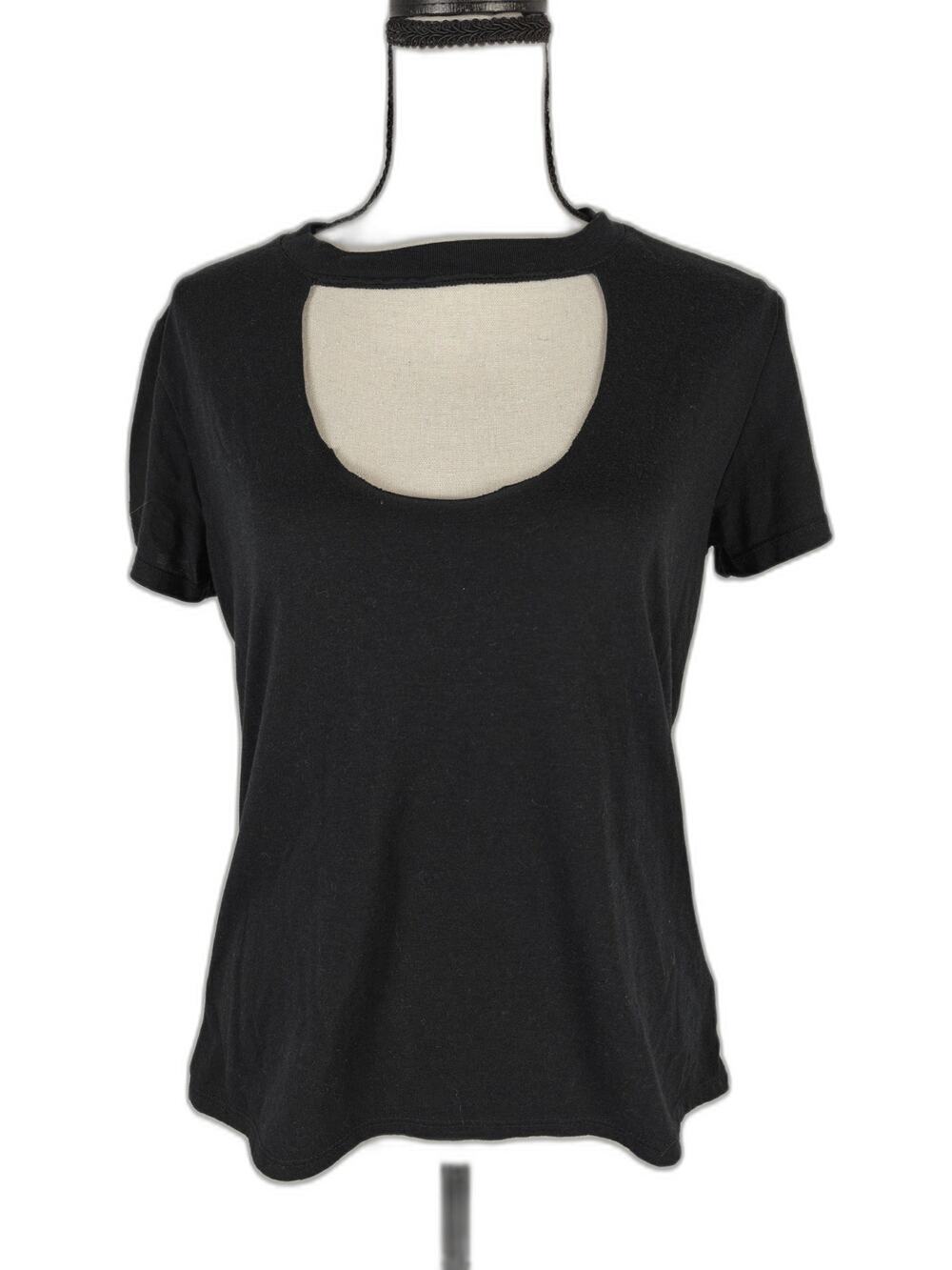Women's Sub Urban Riot Cutout Neck T-Shirt, Black, XS